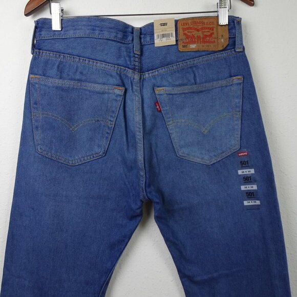 Levi's 501 Jeans Men's Size 32x32 Blue Denim 150 Anniversary Peace Sign - Picture 6 of 9